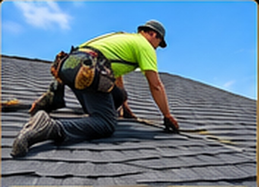 Residential roof with dark shingles